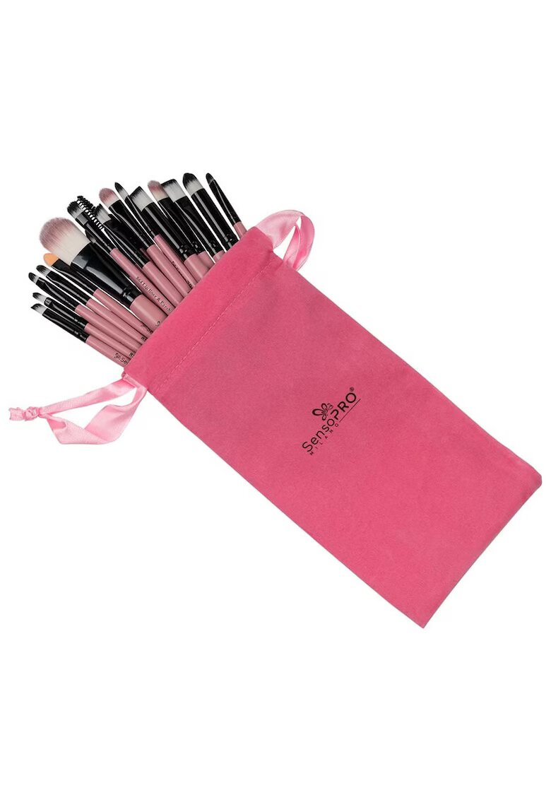 SensoPRO Set 20 pensule machiaj Pink - Husa depozitare inclusa