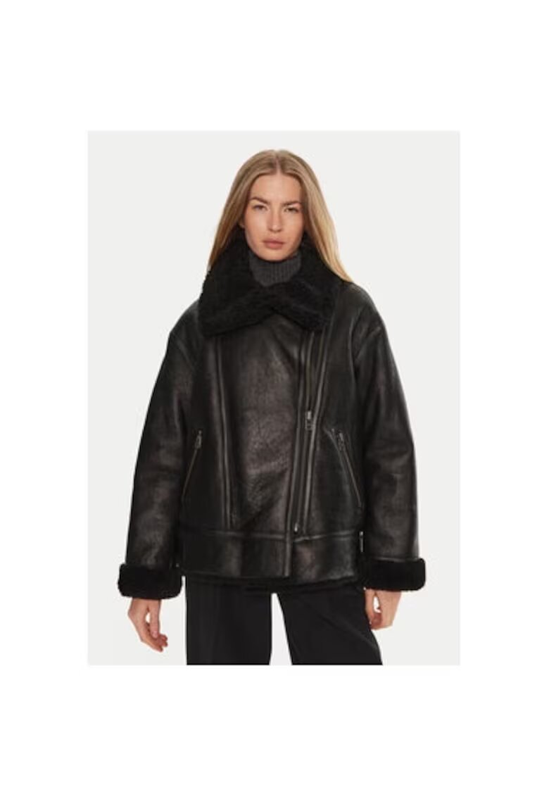 Serge Pariente Cojoc dama - 304328138 - Piele naturala - Negru - Negru