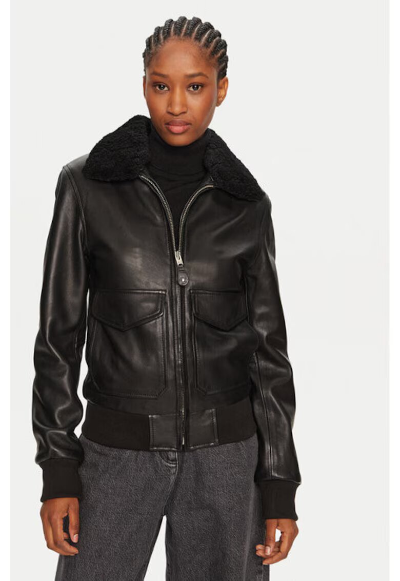 Serge Pariente Geaca barbati - 304328350 - Piele naturala - Negru - Negru