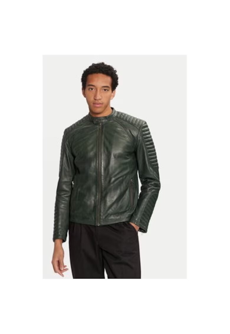 Serge Pariente Geaca barbati - 304925078 - Piele naturala - Verde - Verde
