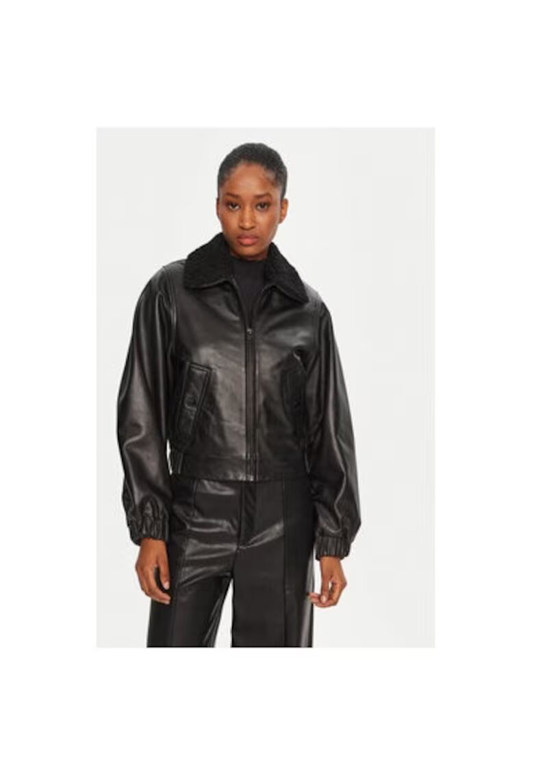 Serge Pariente Geaca dama - 305062840 - Piele naturala - Negru - Negru