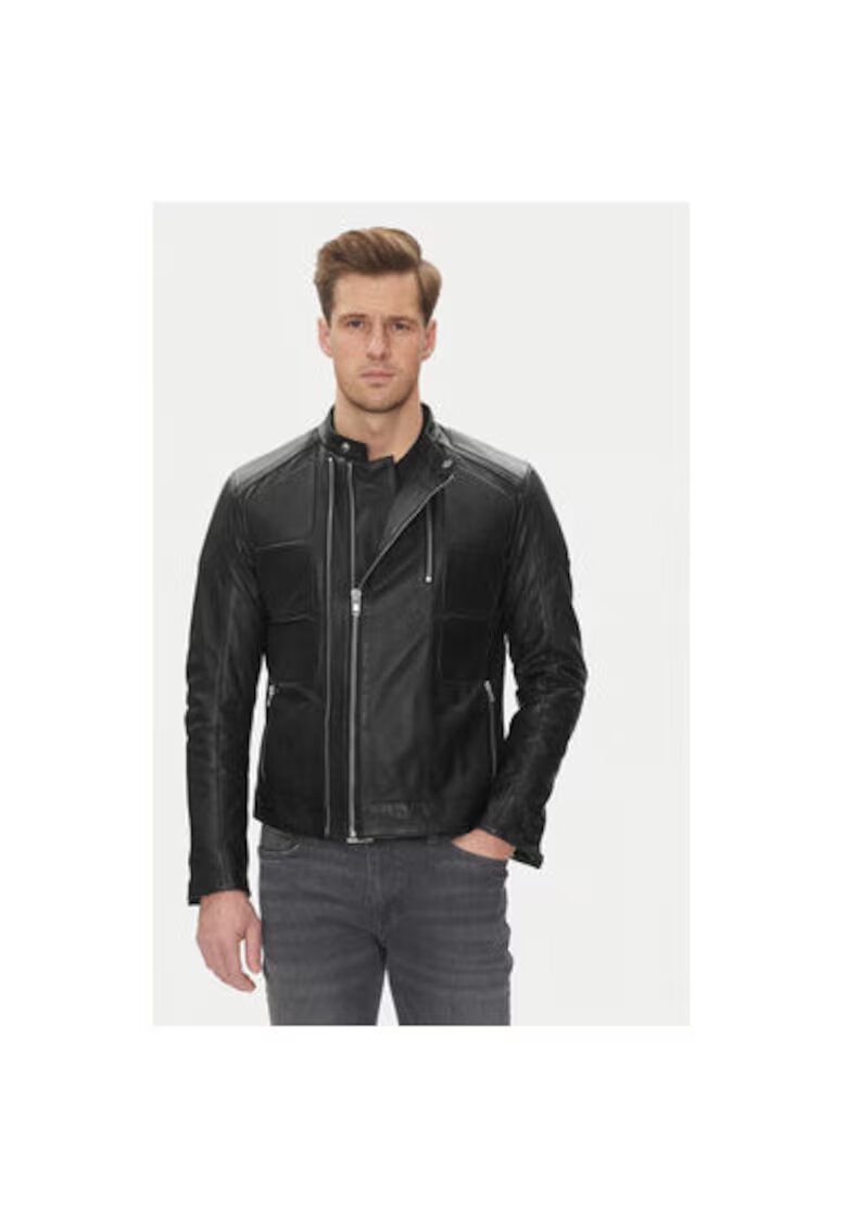 Serge Pariente Geaca din piele barbati COUTURE - Piele naturala - Negru
