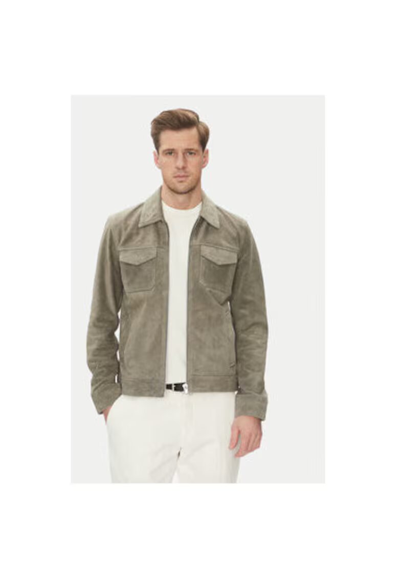 Serge Pariente Geaca din piele barbati CRED SUEDE - Piele naturala - Gri - Gri