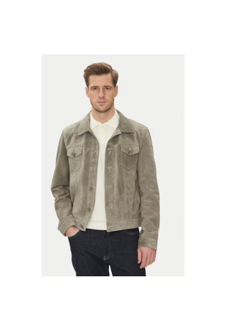 Serge Pariente Geaca din piele barbati JEANS JACKET SUEDE - Piele naturala - Gri - Gri