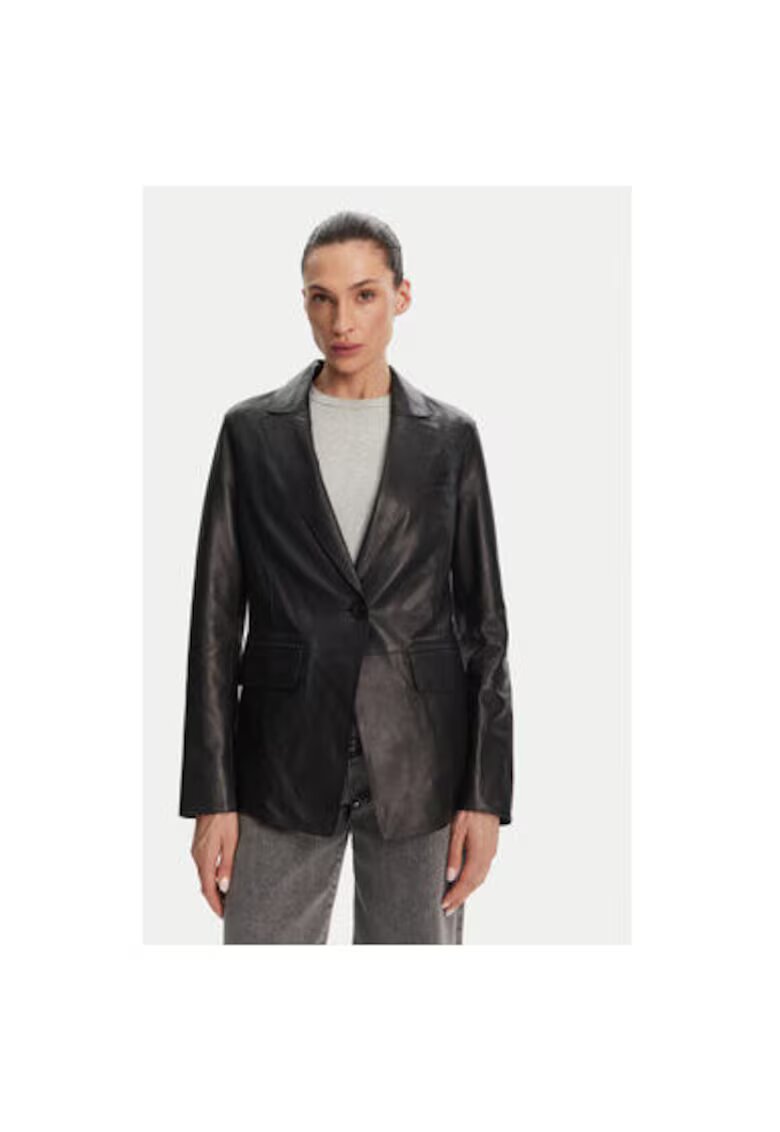 Serge Pariente Geaca din piele dama CAPRICE BLAZER - Piele naturala - Negru - Negru