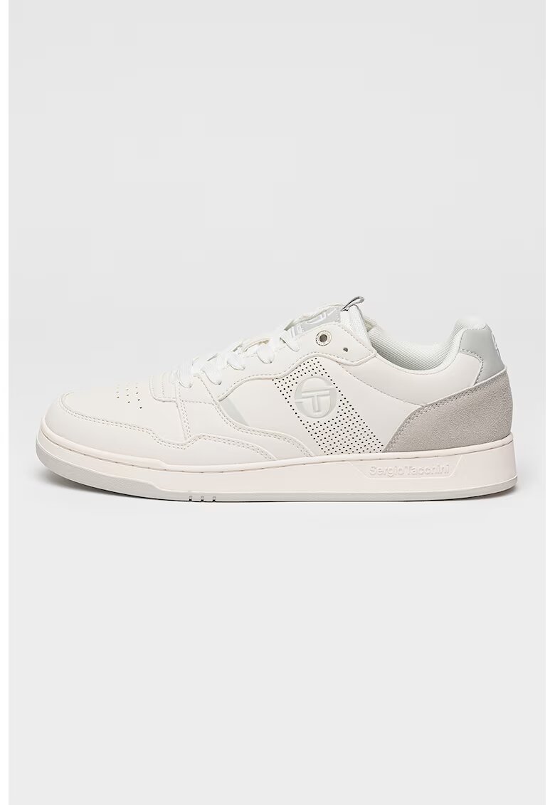 Sergio Tacchini Pantofi sport de piele ecologica cu insertii de piele intoarsa Pisa - Alb/Gri deschis