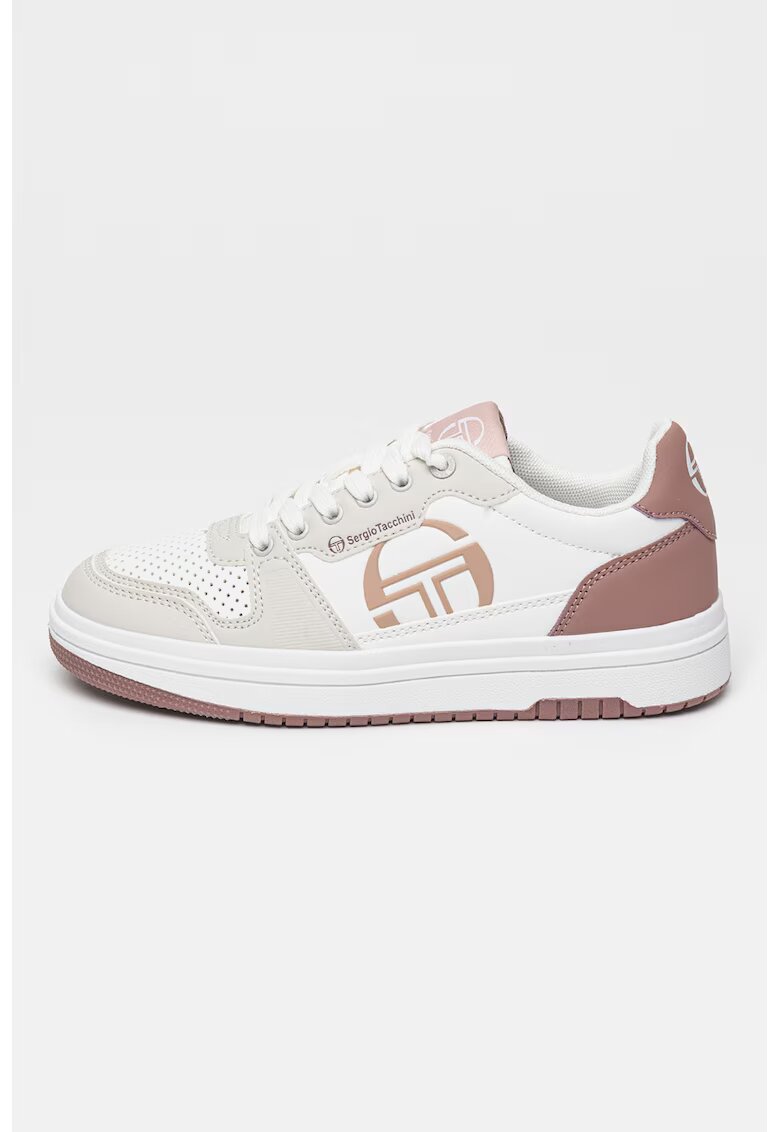 Sergio Tacchini Pantofi sport de piele ecologica cu model colorbock - Alb/Gri deschis/Rosu stins