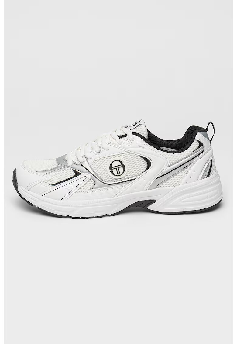 Sergio Tacchini Pantofi sport demi-wedge de plasa cu insertii de piele ecologica Portland - Alb optic/Argintiu