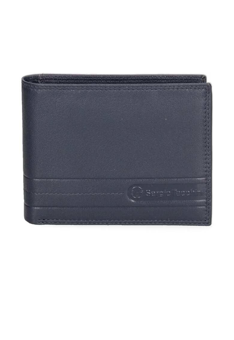 Sergio Tacchini Portofel de piele cu logo discret 166975 - Albastru inchis