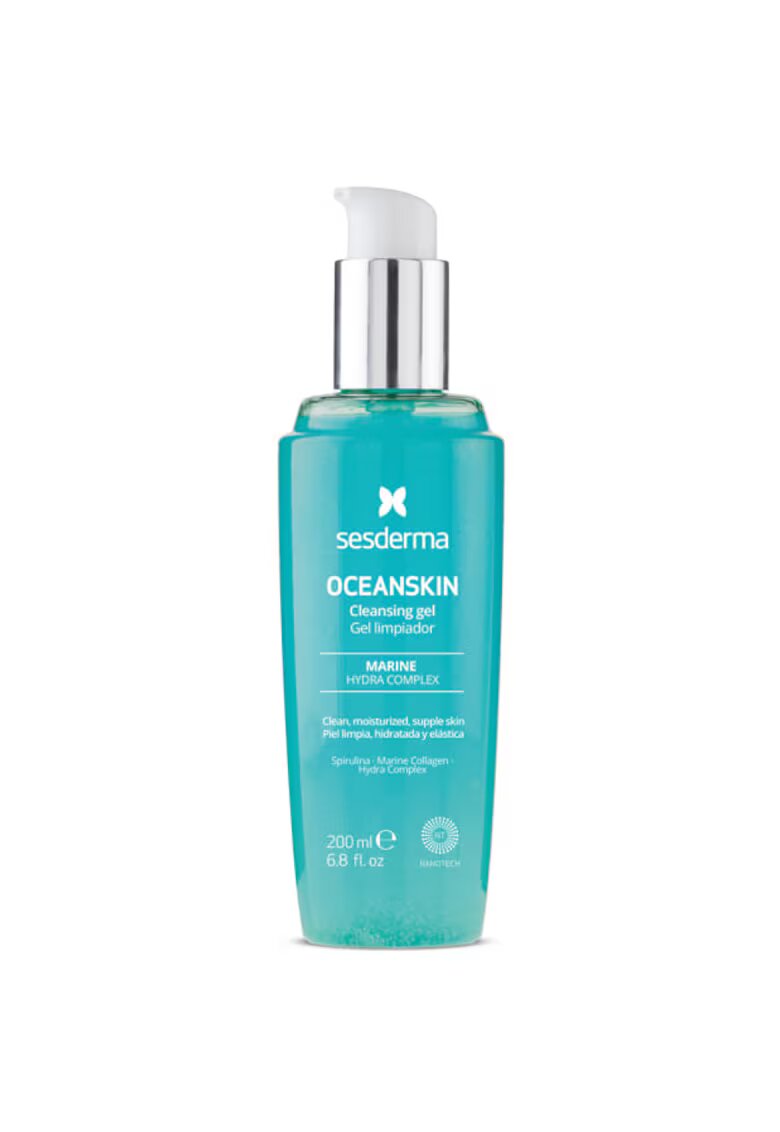 Sesderma Gel de curatare OCEANSKIN - tehnologie trifazica inovatoare - curatare si demachiere All-in-One - Ingrediente marine cu Spirulina & Colagen Marin - pentru toate tipurile de ten - 200 ml