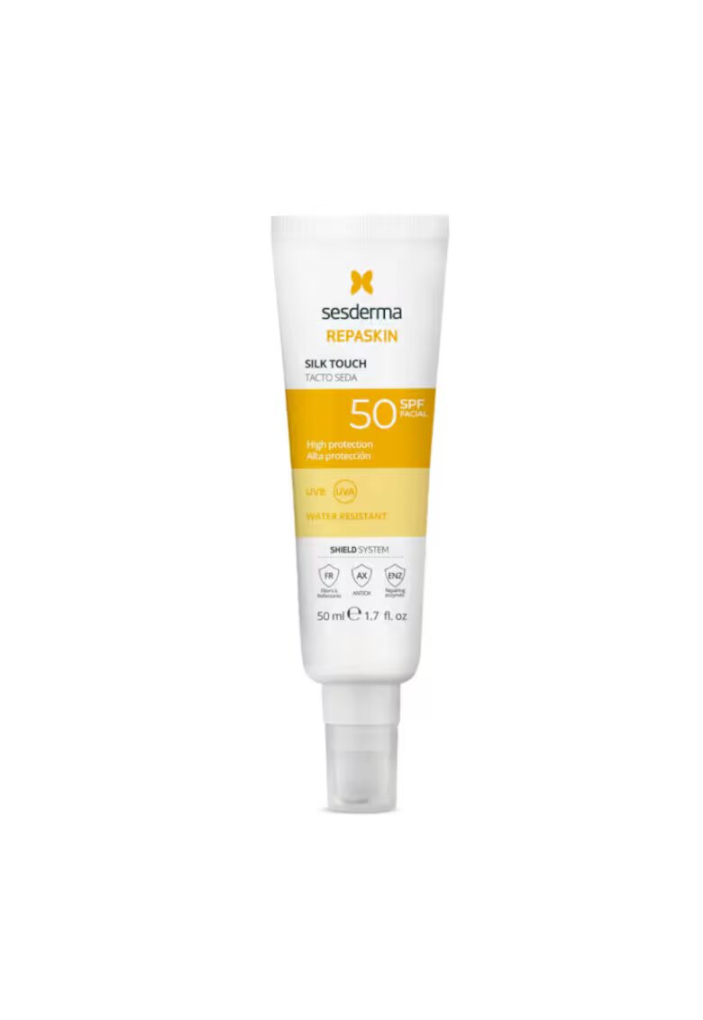 Sesderma Protectie solara avansata UVB/UVA REPASKIN Silk Touch SPF50 - textura catifelata si mata - rezistent la apa - 50ml