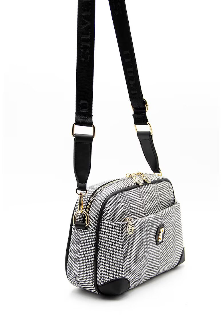 SilverPolo Geanta crossbody cu bareta detasabila - Alb/Negru