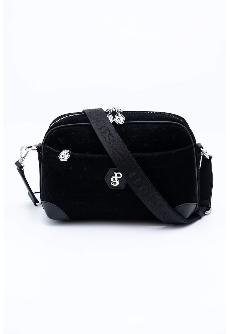 SilverPolo Geanta crossbody cu buzunare cu fermoar - Negru