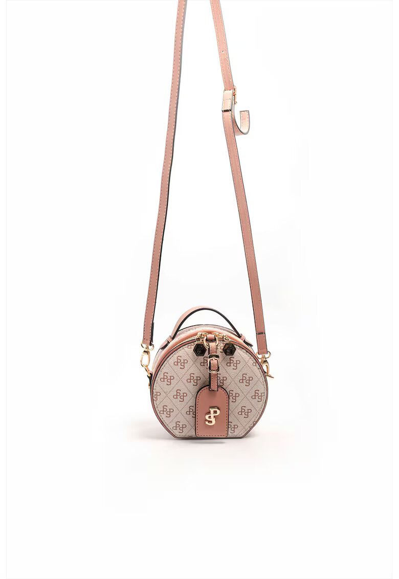 SilverPolo Geanta crossbody cu fermoar si model - Roz deschis