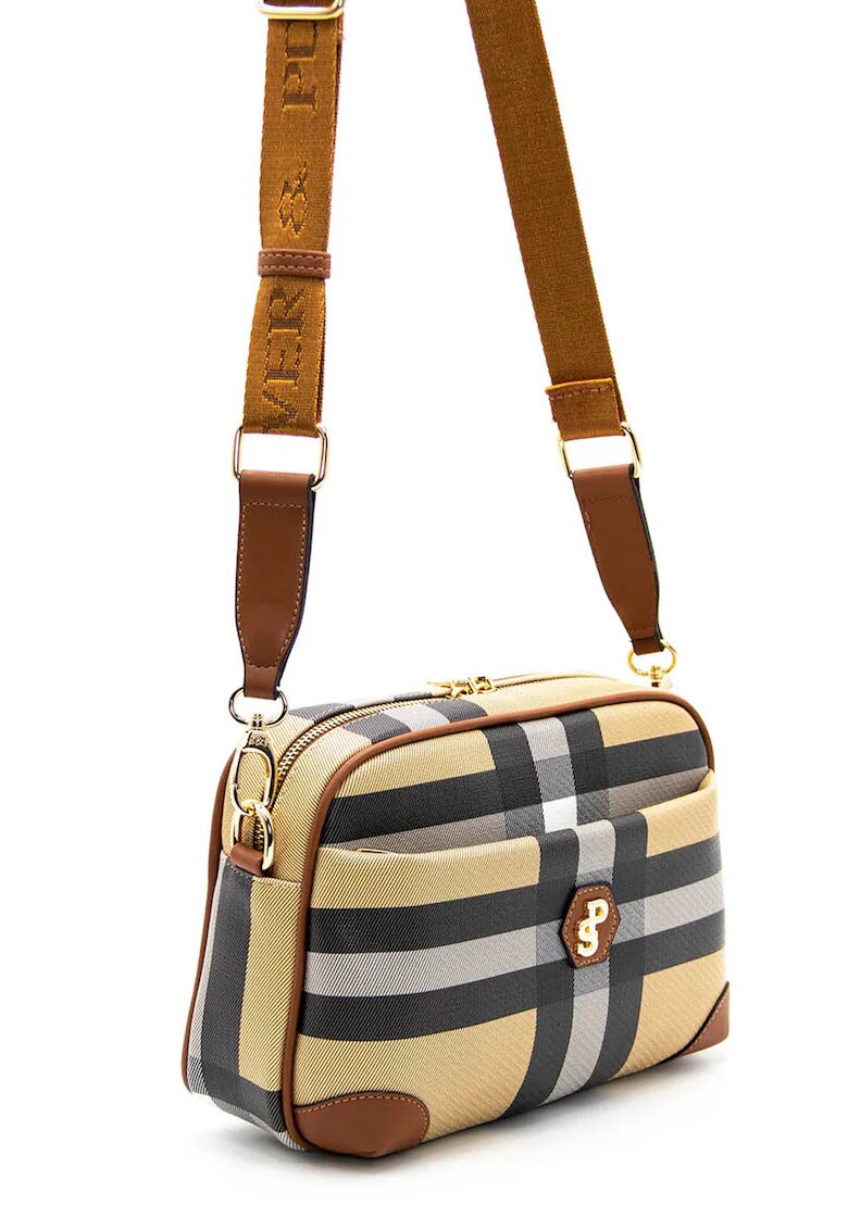 SilverPolo Geanta crossbody cu logo - Galben sofran/Gri inchis