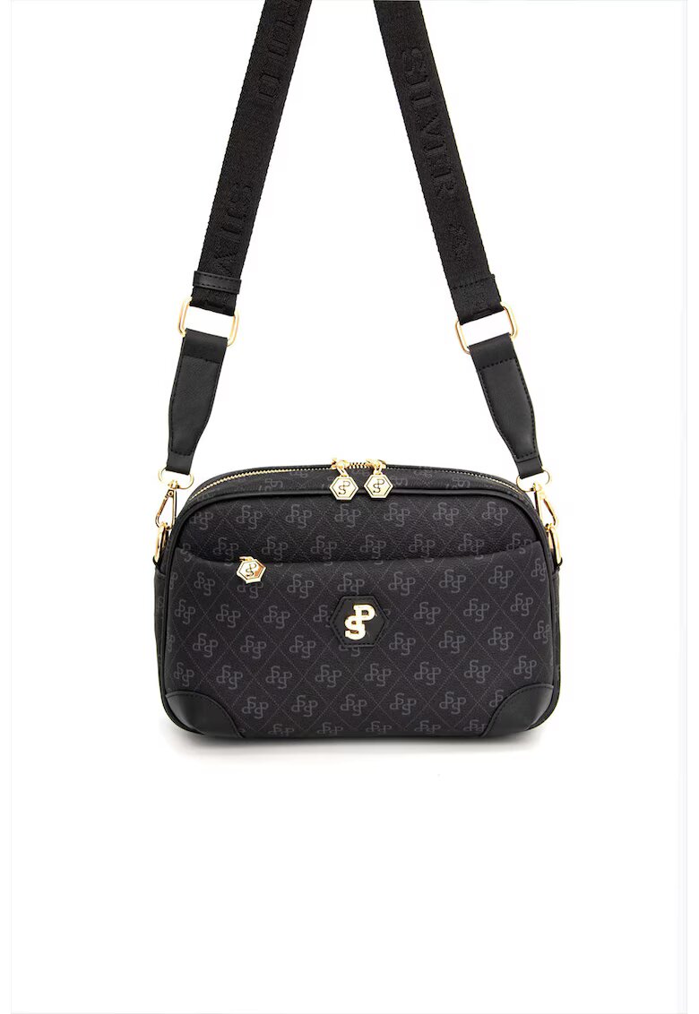 SilverPolo Geanta crossbody cu model elegant - Gri antracit - 18x27x7