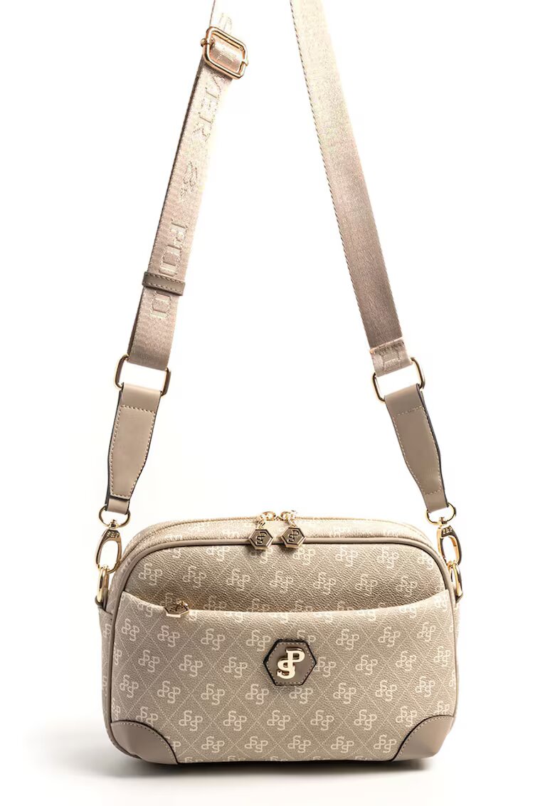 SilverPolo Geanta crossbody cu model logo - Maro taupe deschis