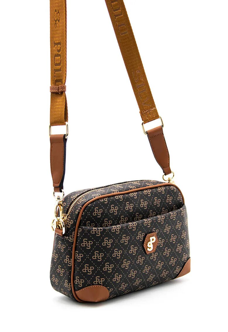 SilverPolo Geanta crossbody de piele ecologica cu model logo - Maro