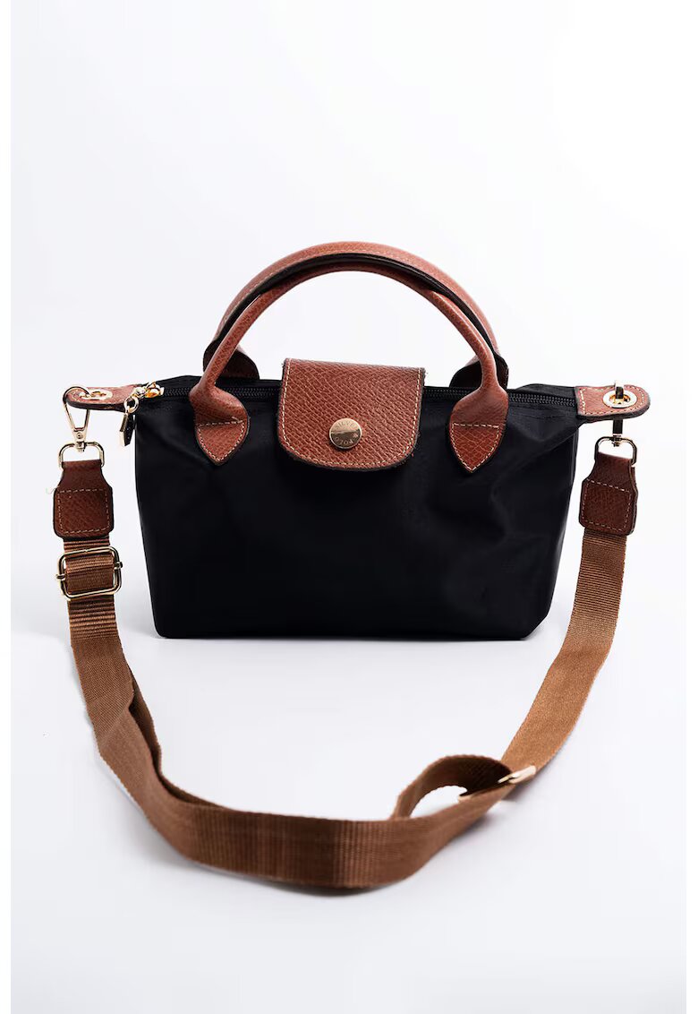 SilverPolo Geanta crossbody din piele ecologica cu bareta ajustabila - Negru/Maro scortisoara