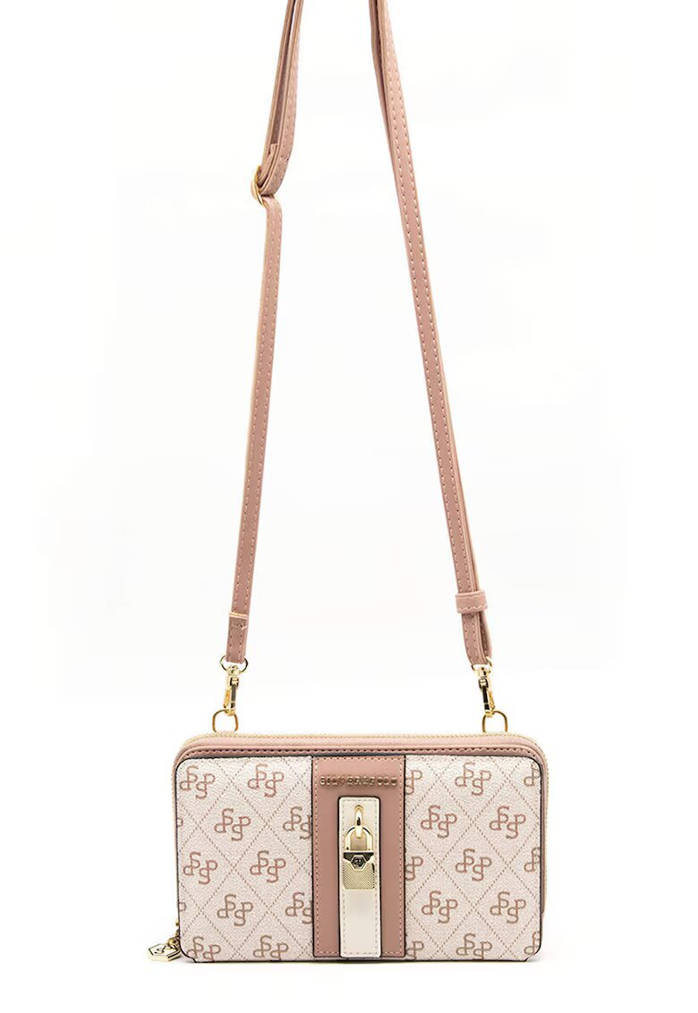 SilverPolo Geanta crossbody din piele ecologica cu logo - Roz prafuit