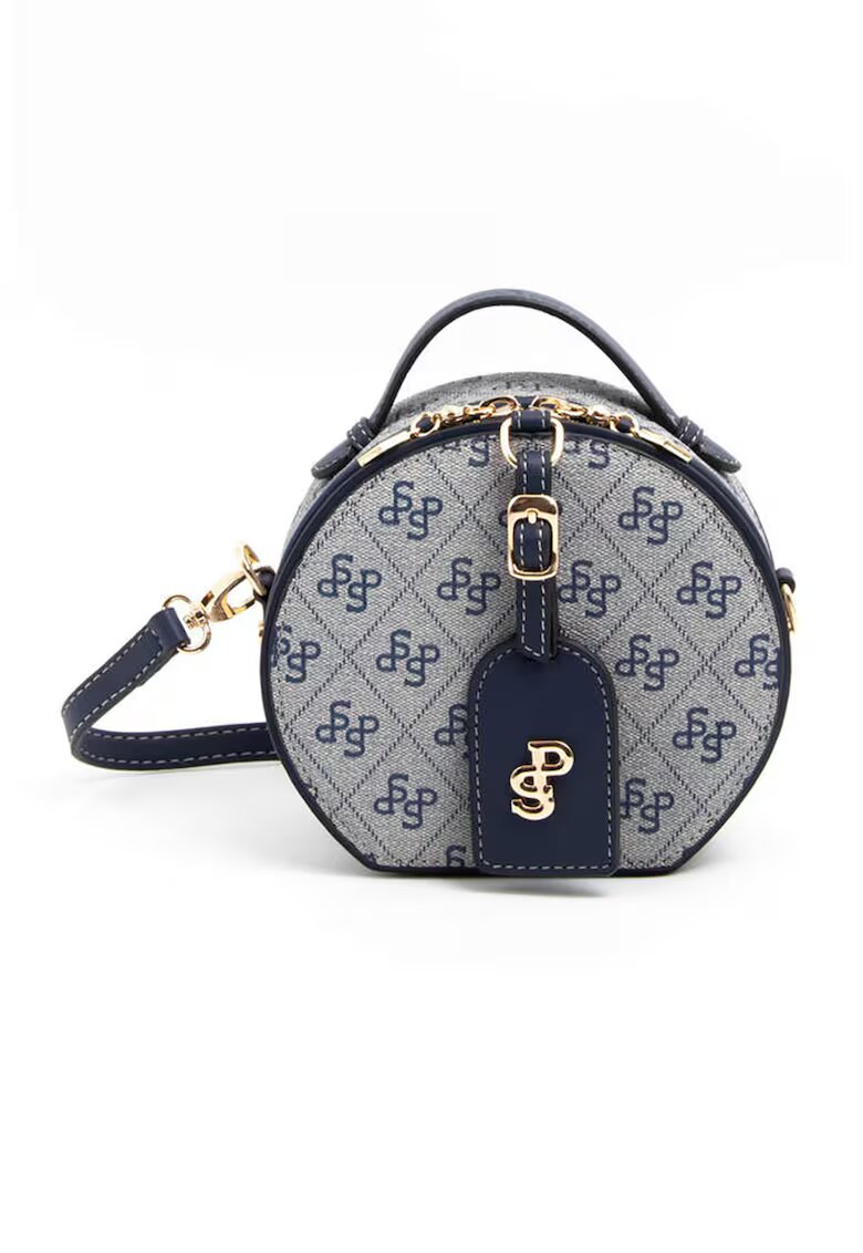 SilverPolo Geanta crossbody din piele ecologica cu model - Gri deschis/Albastru inchis