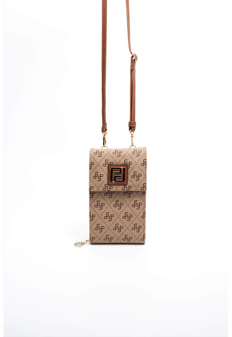 SilverPolo Geanta crossbody din piele ecologica cu model logo - Caramel/Bej deschis