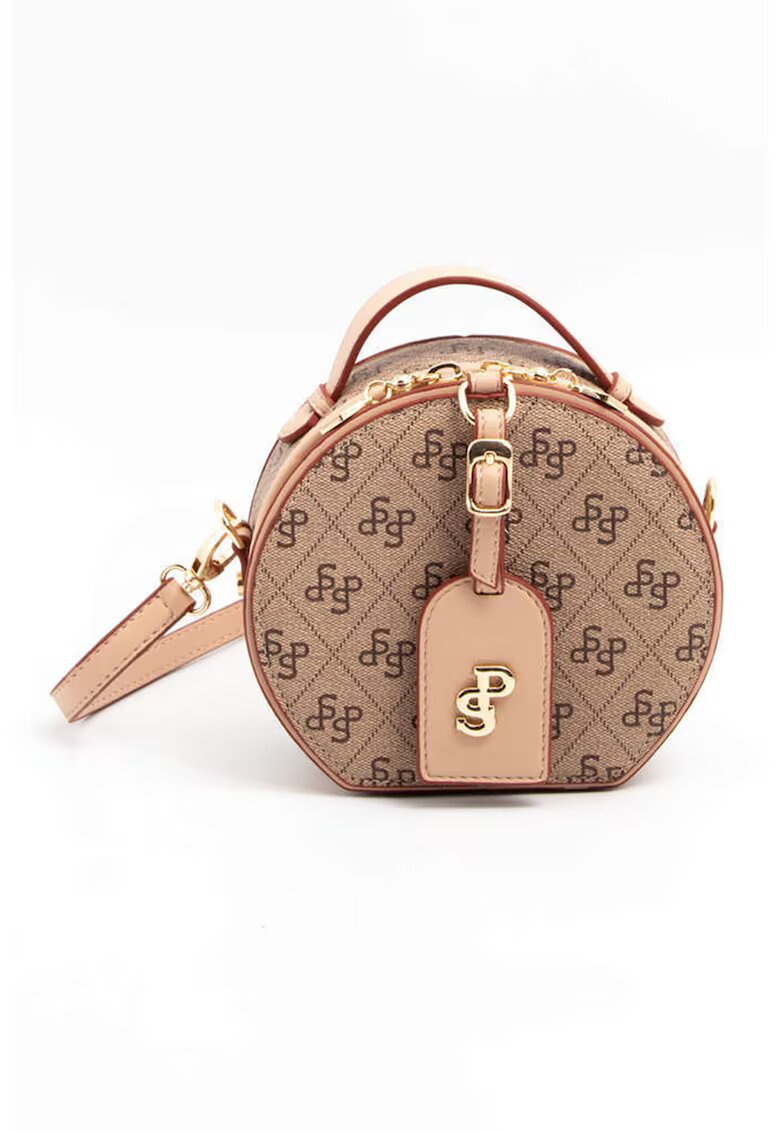 SilverPolo Geanta crossbody din piele ecologica cu model - Maro inchis/Bej inchis