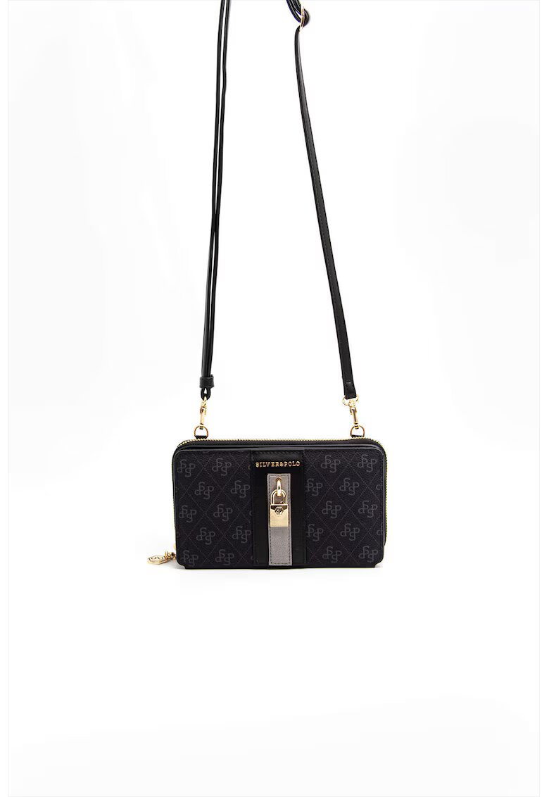 SilverPolo Geanta crossbody din piele ecologica cu model - Negru - Negru - 11x19x5