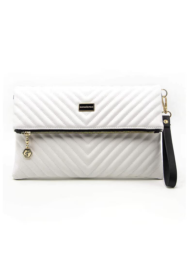 SilverPolo Geanta crossbody pliabila din piele ecologica - Alb