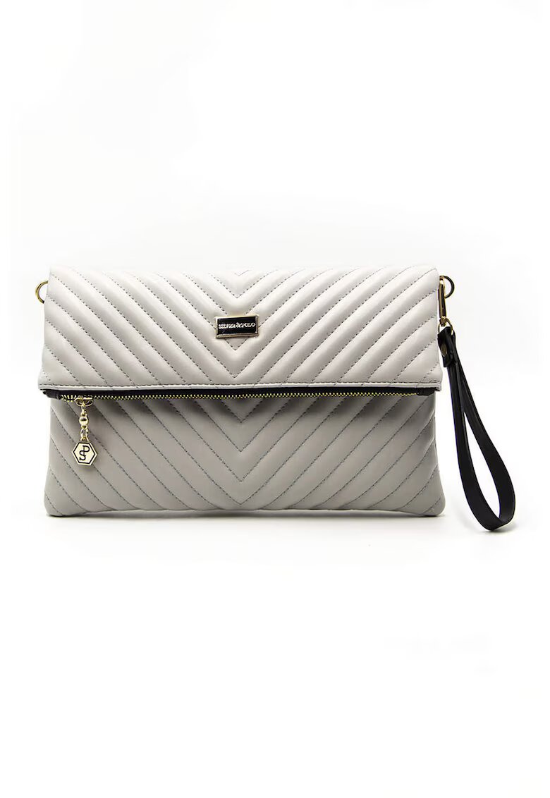 SilverPolo Geanta crossbody pliabila din piele ecologica - Gri deschis