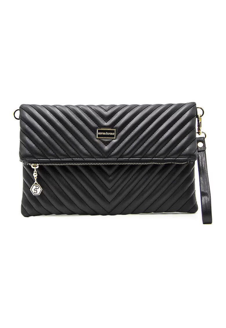 SilverPolo Geanta crossbody pliabila din piele ecologica - Negru