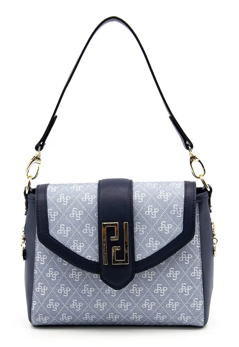 SilverPolo Geanta de umar cu model monograma - Albastru deschis/Bleumarin