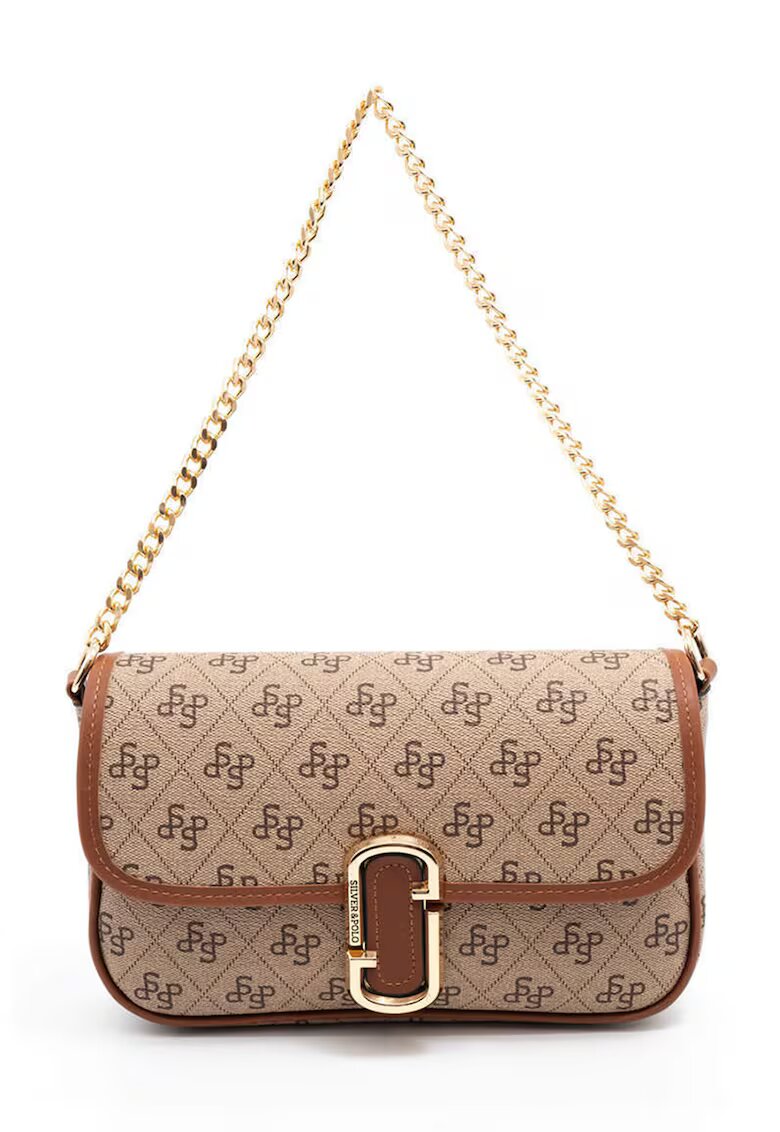 SilverPolo Geanta din cu bareta de umar - Maro - 15x23x4