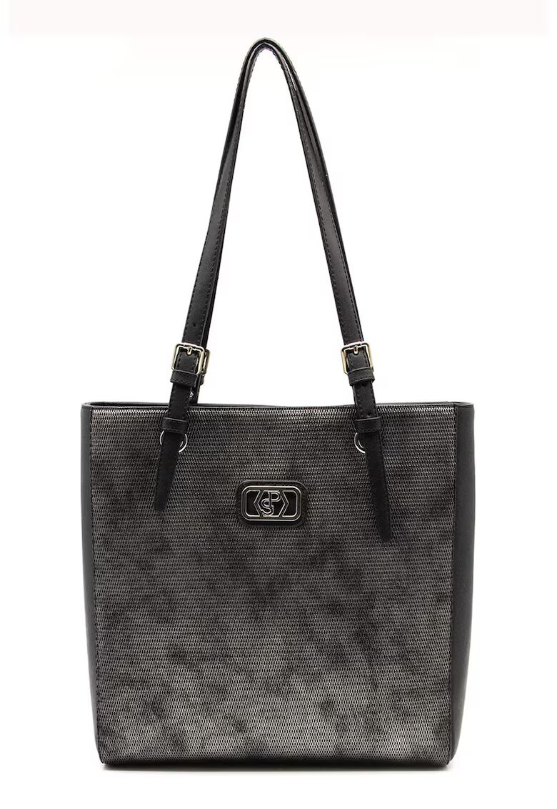 SilverPolo Geanta shopper de piele ecologica - Gri inchis
