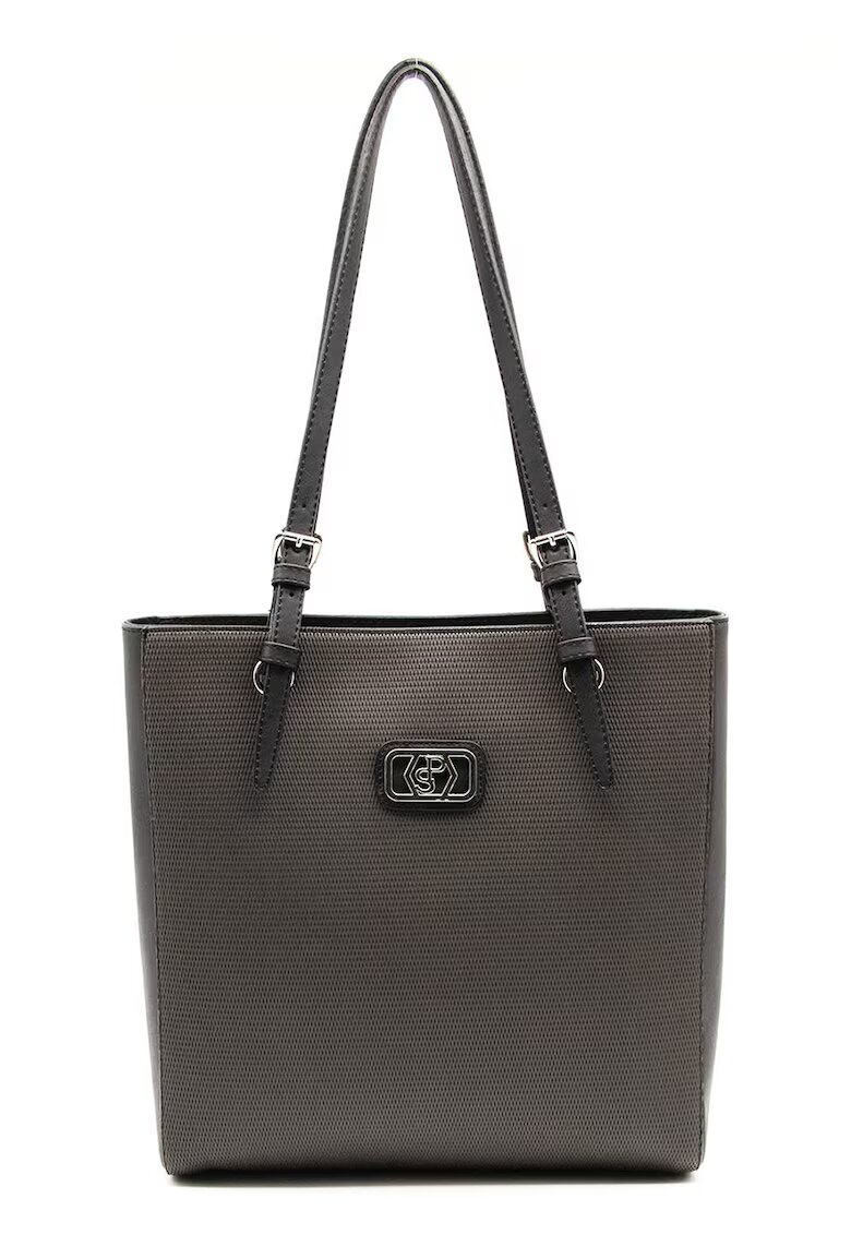 SilverPolo Geanta shopper de piele ecologica - Gri inchis