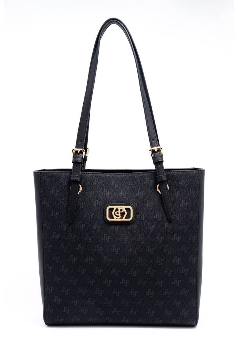 SilverPolo Geanta shopper de piele ecologica - Negru