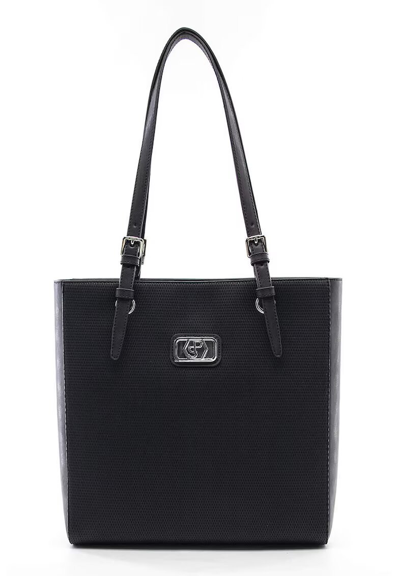 SilverPolo Geanta tote de piele ecologica - Negru stins
