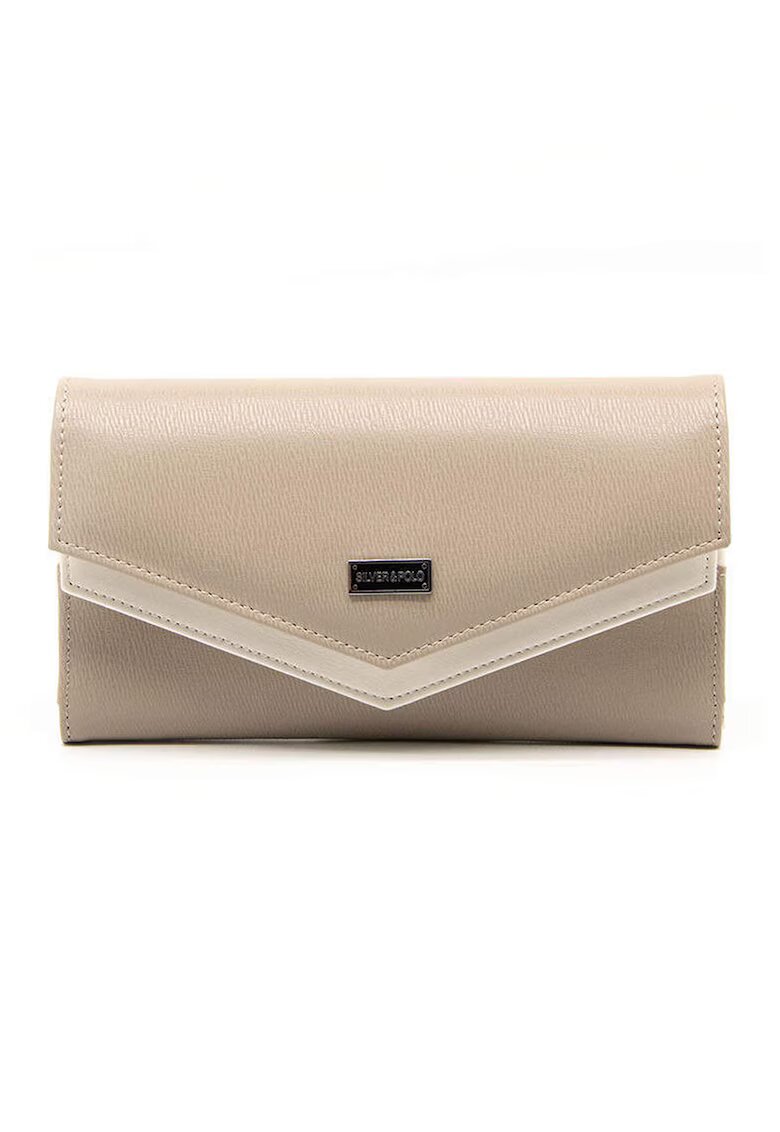 SilverPolo Portofel din piele ecologica cu buzunare multiple - Maro taupe deschis