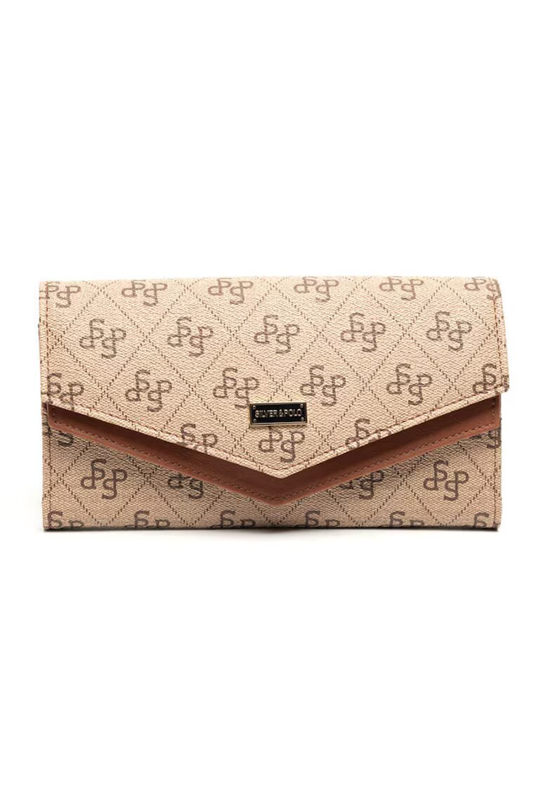 SilverPolo Portofel din piele ecologica cu model - Caramel/Bej deschis