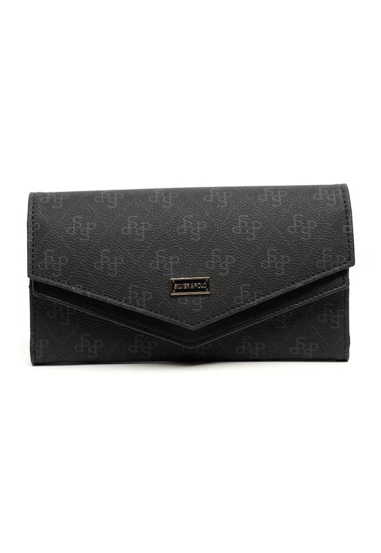 SilverPolo Portofel din piele ecologica cu model - Negru