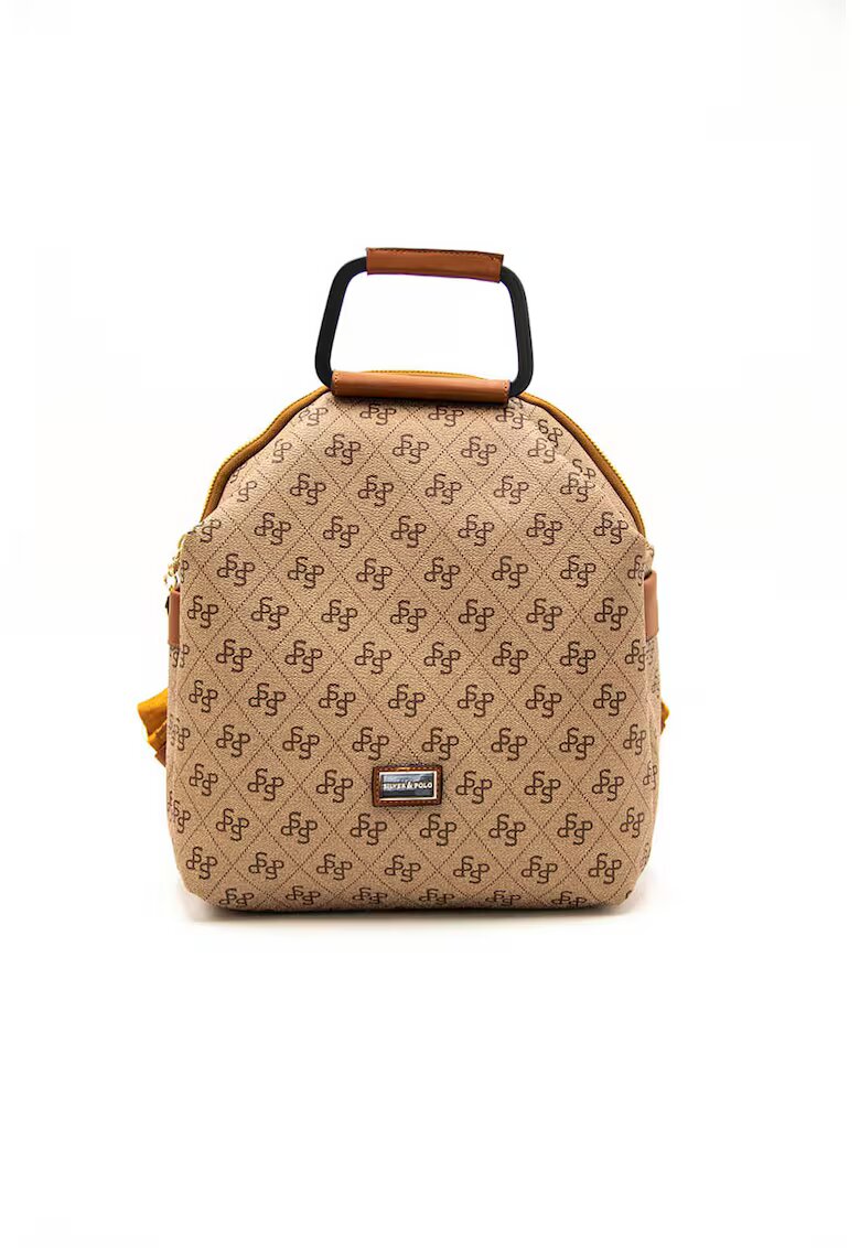 SilverPolo Rucsac cu logo si fermoar - Maro scortisoara/Maro deschis