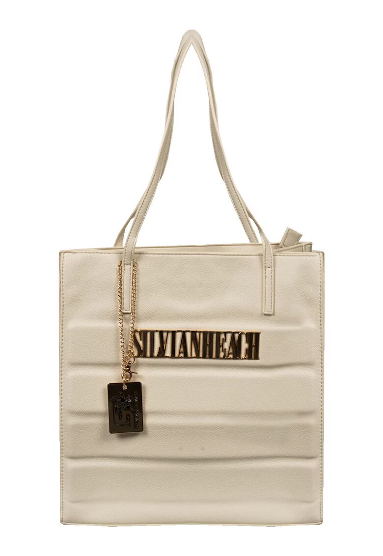 Silvian Heach Geanta dama alb - piele ecologica - 32x33x13cm - set cu sac de depozitare