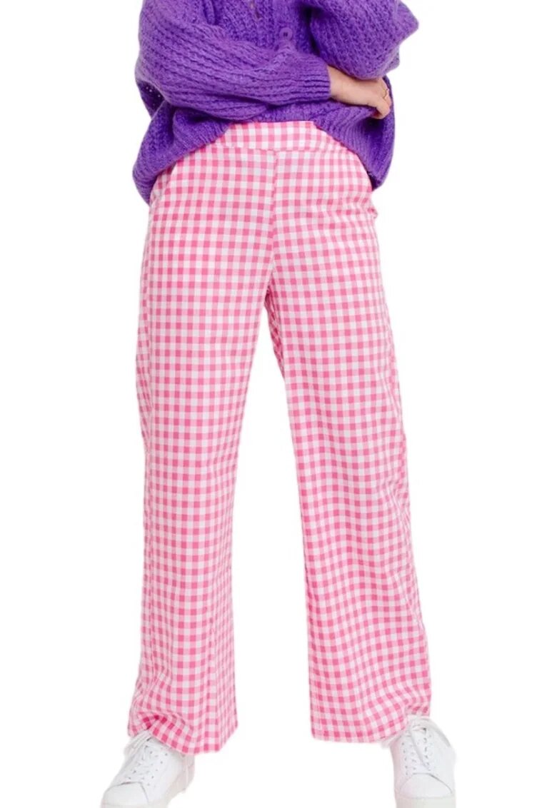 Silvian Heach Pantaloni dama - Bumbac - Alb/Roz