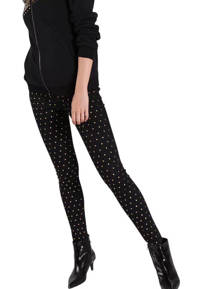 Silvian Heach Pantaloni dama Luquem - talie inalta - detalii stralucitoare - negru -