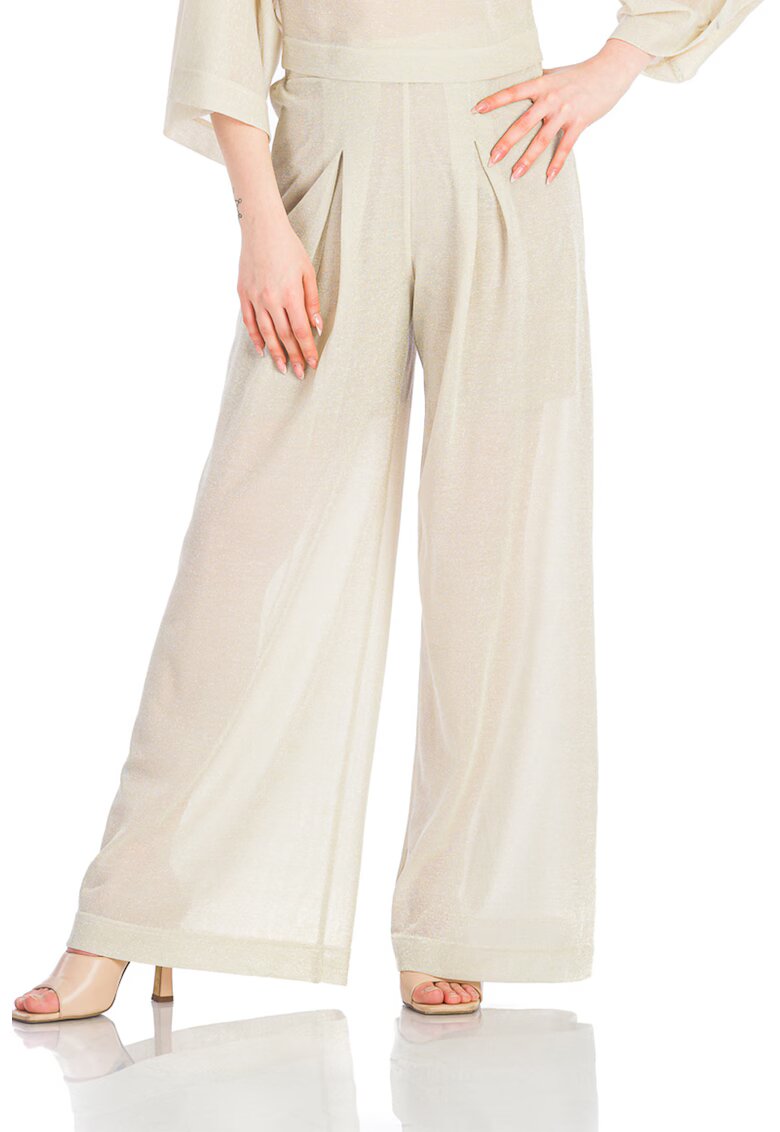 SILVY ROWSON Pantaloni semitransparenti cu croiala ampla - Bej deschis