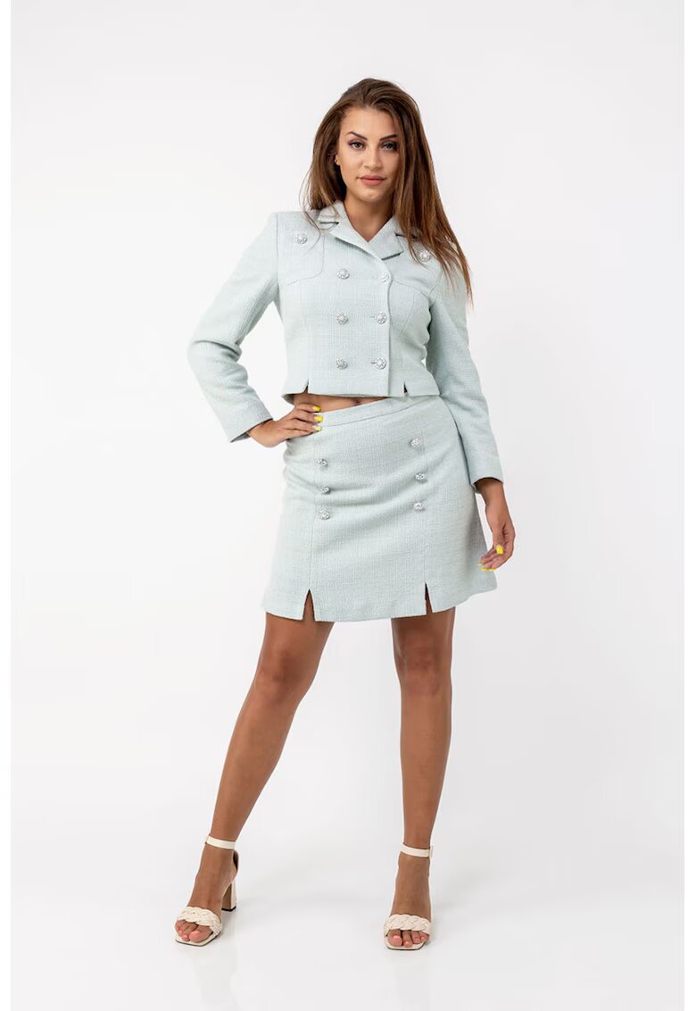 SILVY ROWSON Sacou crop cu doua randuri de nasturi - Verde menta