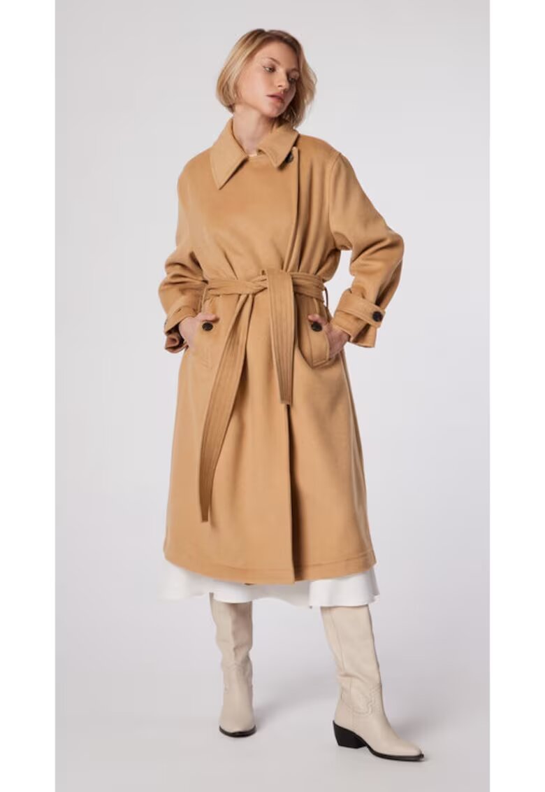 Simple Palton dama - 712060 - Bej - Lana