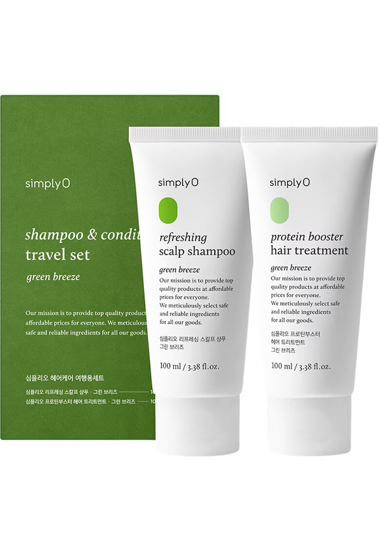 SIMPLYO Sampon si Balsam-Masca - Green Breeze Travel Set - 2 x 100 ml