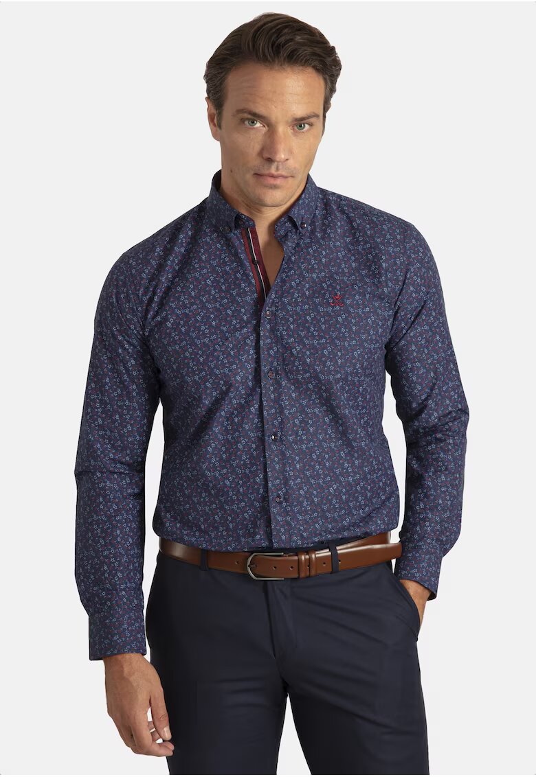 Sir Raymond Tailor Camasa regular fit cu model - Visiniu/Bleumarin