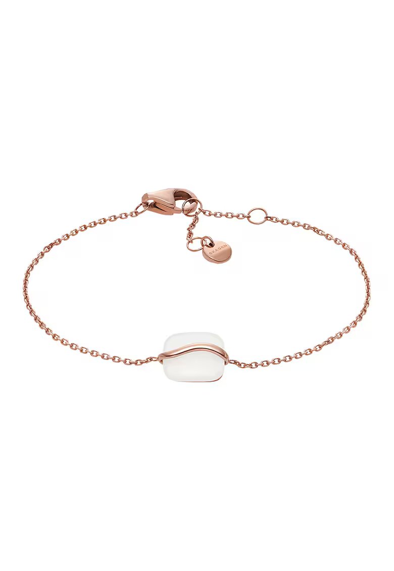 Skagen Bratara de otel inoxidabil - Alb/Auriu rose